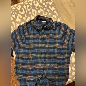 Blue Plaid Button-Up Women's Top